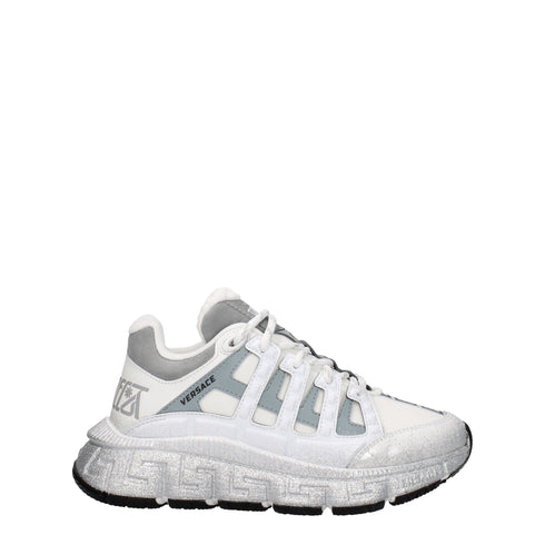 Versace White Fabric Athletic Sneakers – Women’s Glitter Sole Runners