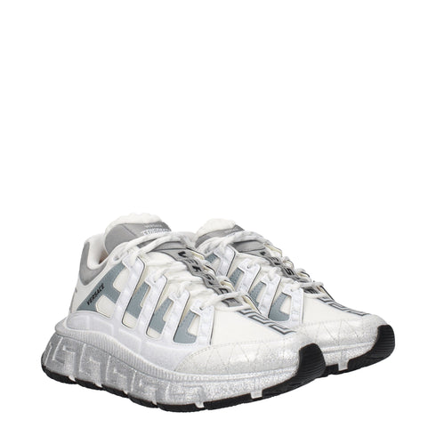 Versace White Fabric Athletic Sneakers – Women’s Glitter Sole Runners