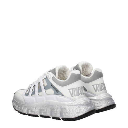 Versace White Fabric Athletic Sneakers – Women’s Glitter Sole Runners