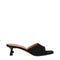 Off-White Mule Sandals – Black Linen Open-Toe Mid-Heel Slides for Women
