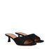 Off-White Mule Sandals – Black Linen Open-Toe Mid-Heel Slides for Women