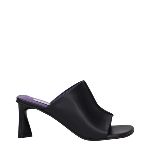 Stella McCartney Heeled Mules – Black Eco-Leather Open-Toe Slip-On Sandals for Women