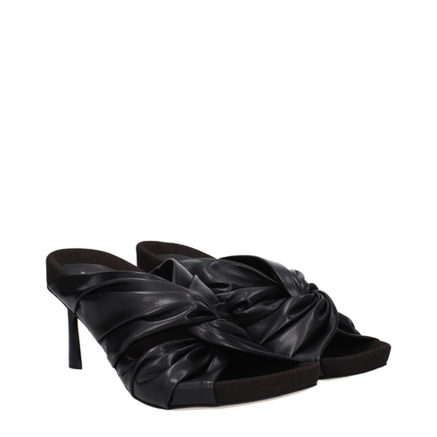 Stella McCartney Heeled Sandals – Black Eco-Leather Draped Open-Toe Mules for Women