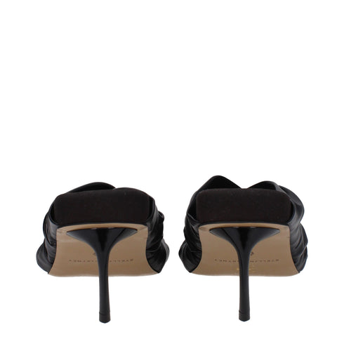 Stella McCartney Heeled Sandals – Black Eco-Leather Draped Open-Toe Mules for Women