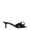 Prada Black Sandals Patent Leather Open Toe Mid Heel with Front Detail for Women