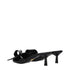 Prada Black Sandals Patent Leather Open Toe Mid Heel with Front Detail for Women