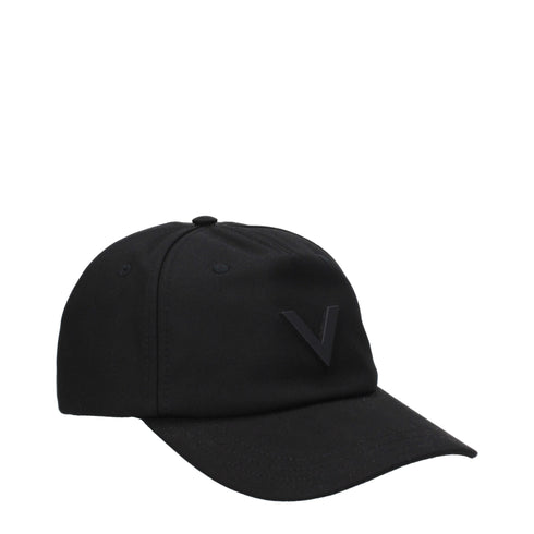 Valentino Garavani Black Cotton Caps (Baseball Hat)