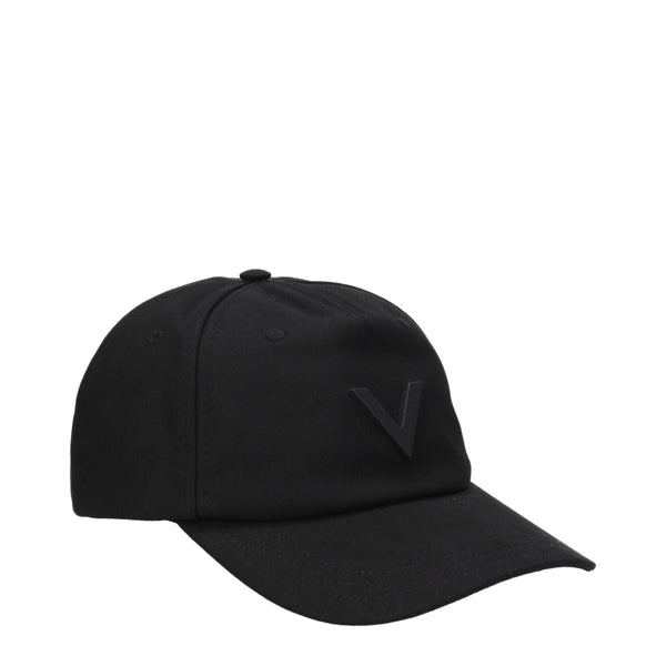 Valentino Garavani Black Cotton Caps (Baseball Hat)