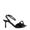 Prada Strappy Sandals Black Patent Leather Mid Heel Open Toe for Women