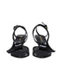 Prada Strappy Sandals Black Patent Leather Mid Heel Open Toe for Women