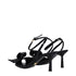 Prada Strappy Sandals Black Patent Leather Mid Heel Open Toe for Women