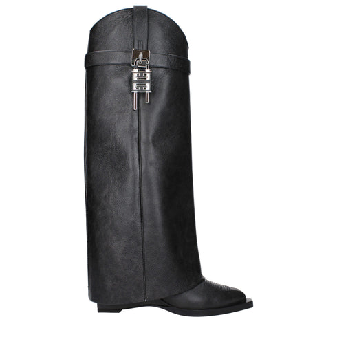 Givenchy Boots Black Leather Wedge Women’s Footwear