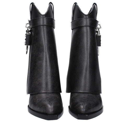 Givenchy Ankle Boots in Black Aged Leather with Pointed Toe and Wedge Heel - Women’s