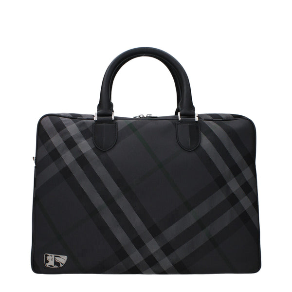 Burberry Gray Fabric Business And Laptop Bags