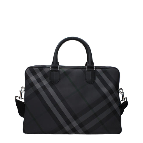 Burberry Gray Fabric Business And Laptop Bags