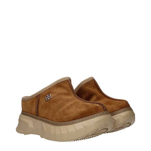 Givenchy Women's Slippers | Brown Suede Leather Platform Clogs