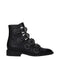 Givenchy Black Leather Ankle Boots – Women’s Studded Buckle Strap Flat Boots