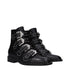 Givenchy Black Leather Ankle Boots – Women’s Studded Buckle Strap Flat Boots