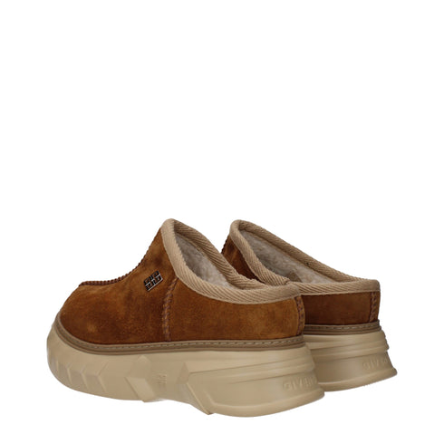 Givenchy Women's Slippers | Brown Suede Leather Platform Clogs