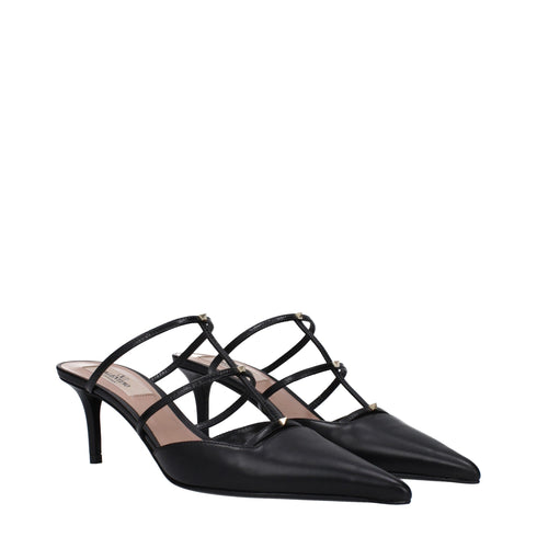 Valentino Garavani Black Leather Heels – Strappy Stiletto Sandals for Women