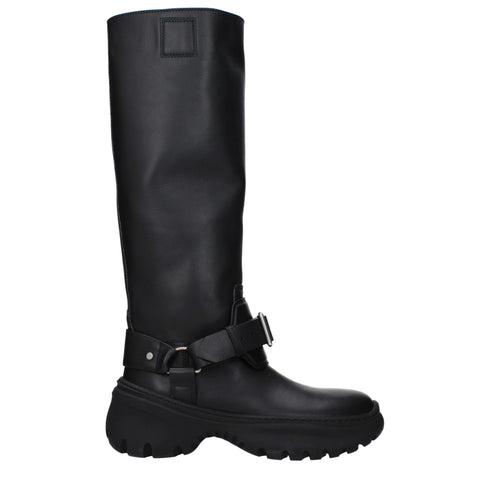 Burberry Boots Black Leather Chunky Sole Women’s