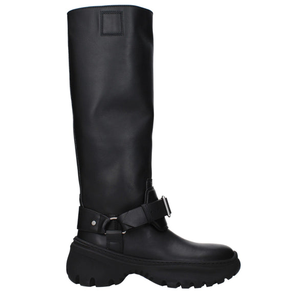 Burberry Boots Black Leather Chunky Sole Women’s