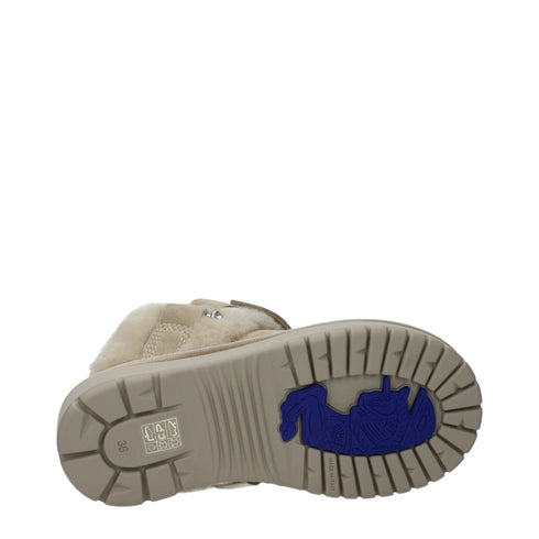 Burberry Beige Suede Shearling Slippers Sandals with Buckle Strap - Women’s