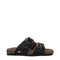 Valentino Garavani Black Leather Shearling Slippers Sandals – Buckled Flats - Women’s
