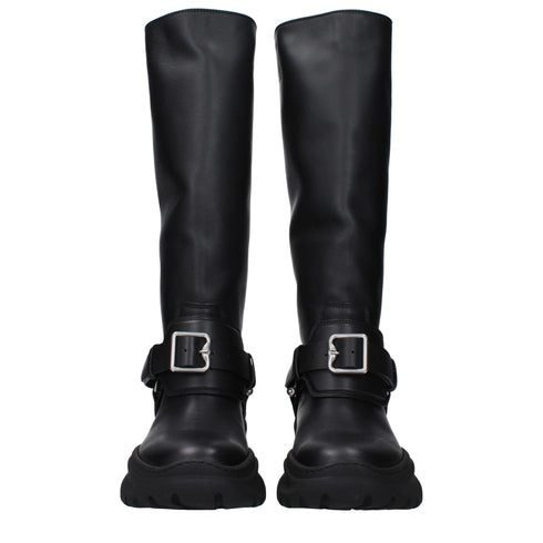 Burberry Boots Black Leather Chunky Sole Women’s