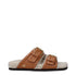 Valentino Garavani Brown Leather Buckle Slippers – Fuzzy Lined Sandals - Women’s