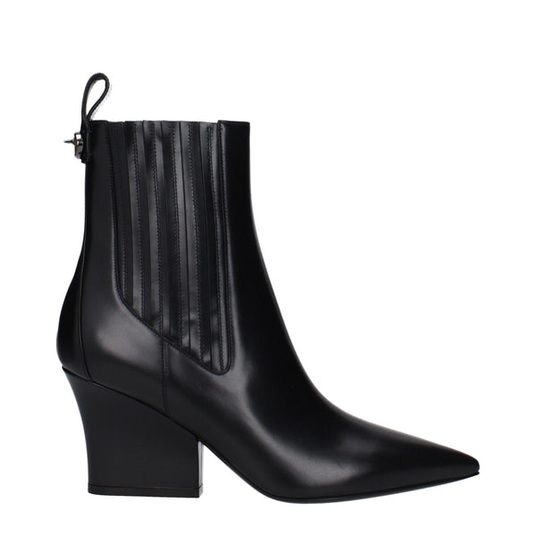 Valentino Garavani Black Leather Pointed Ankle Boots – Women’s