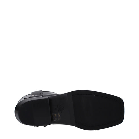 Valentino Garavani Black Leather Studded Ankle Boots