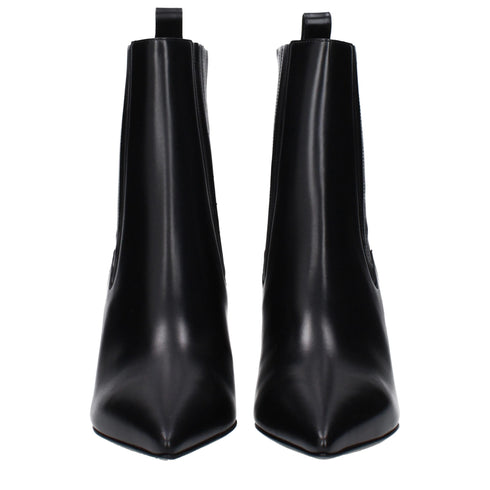 Valentino Garavani Black Leather Pointed Ankle Boots – Women’s