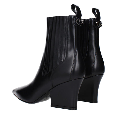 Valentino Garavani Black Leather Pointed Ankle Boots – Women’s