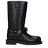 Burberry Buckle Leather Boots Black Mid Heel Women’s