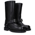 Burberry Buckle Leather Boots Black Mid Heel Women’s