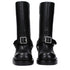 Burberry Buckle Leather Boots Black Mid Heel Women’s