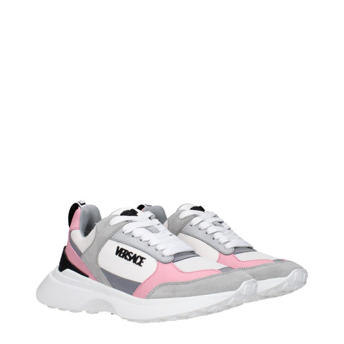 Versace White Pink Grey Logo Low Top Sneakers Shoes for Women