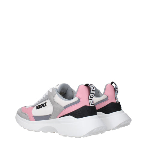 Versace White Pink Grey Logo Low Top Sneakers Shoes for Women