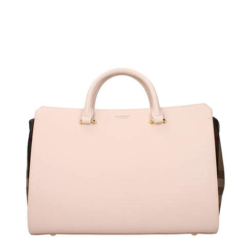Burberry Pink Calfskin Leather Handbag with Adjustable and Removable Shoulder Strap for Women