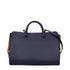 Burberry Navy Blue Calfskin Leather Handbag with Check Canvas Side Panels for Women