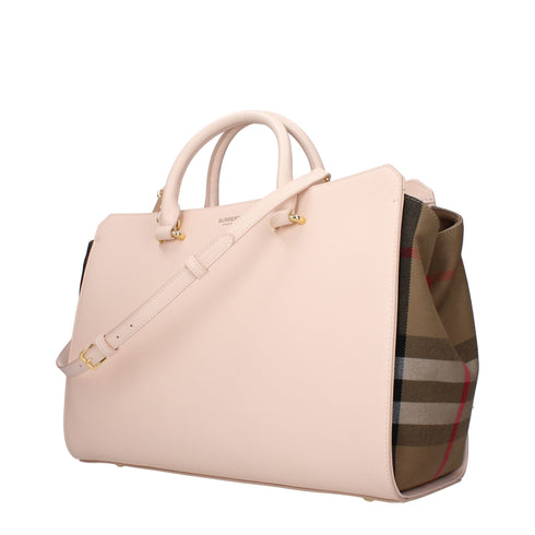 Burberry Pink Calfskin Leather Handbag with Adjustable and Removable Shoulder Strap for Women