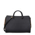 Burberry Black Calfskin Leather Handbag with Check Canvas Side Panels for Women