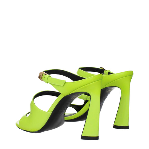 Versace Green Leather Stiletto Heels Sandals - Women’s Shoes