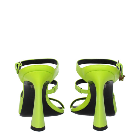 Versace Green Leather Stiletto Heels Sandals - Women’s Shoes