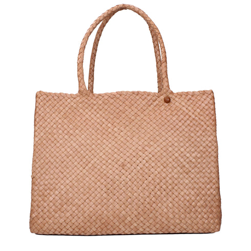 Tory Burch Beige Woven Leather Shoulder Bag with Front Logo and Removable Clutch for Women