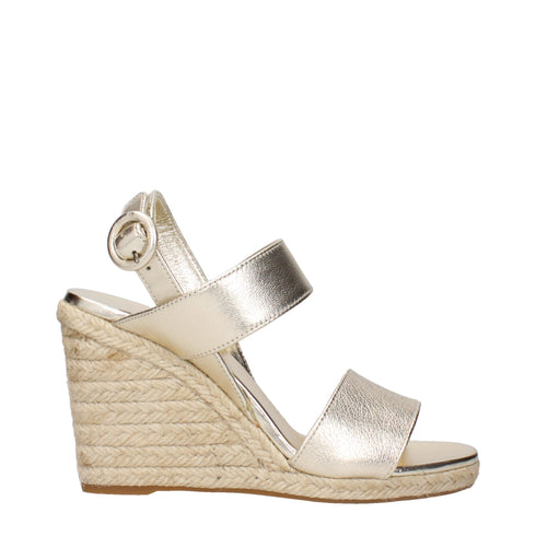 Prada Gold Leather Wedge Sandals – Espadrille Platform Heels - Women’s