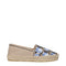 Prada Women's Espadrilles – Beige Fabric Slip-On Flats with Blue Rose Embroidery