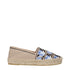 Prada Women's Espadrilles – Beige Fabric Slip-On Flats with Blue Rose Embroidery
