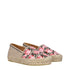 Prada Women's Espadrilles – Beige Fabric Slip-On Flats with Rose Embroidery